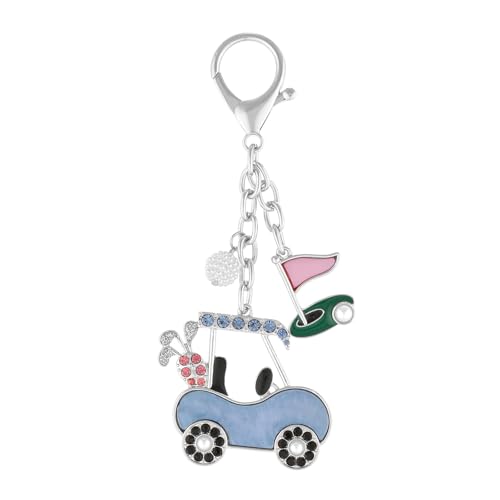 Madison Tyler Western Cowboy Boots Cherry Bow Bubble Tea Strawberry Cute Keychain | Bag Charms for Handbags Purse Charms - color: Silver Golf