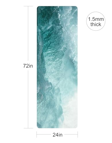 nuveti Printed Travel Yoga Mat-1/16 Inch Thick Non Slip Fitness Workout Mat with Carrying Bag, Foldable Lightweight Suede & Natural Rubber Yoga Mat for Yoga Pilates and Fitness 72" L x 24" W x 1.5mm - color: CuiHu