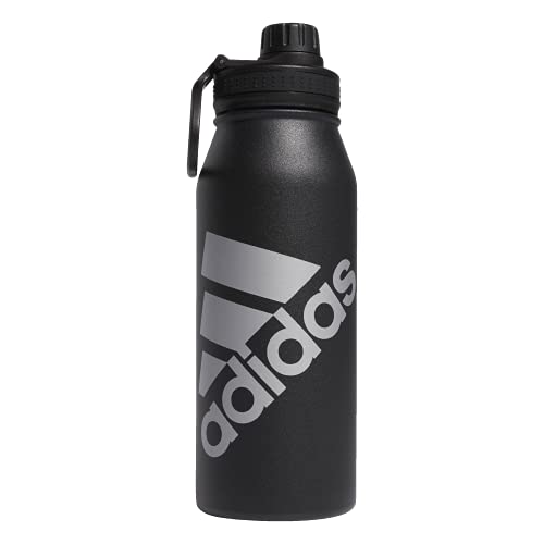 adidas Metal Water Bottle 1L - color: Black/Silver Metallic