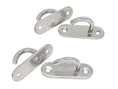 Stainless Steel Ceiling Hooks & Wall Hangers - Heavy Duty M8 Screw Mount, Rust-Proof Anchor Straps for Garage, Outdoor, Storage (4-Pack) - size: M8 J Hook