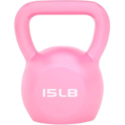 Kettlebell Weights Women's Fitness Shaping Kettle Bells, Gym Strength Training Dumbbell, Swing/Deadlift/Squat, Protect The Floor(Pink-15LB) - color: Pink-15lb