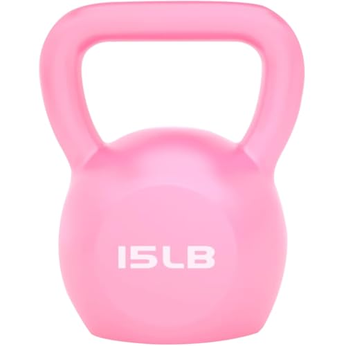 Kettlebell Weights Women's Fitness Shaping Kettle Bells, Gym Strength Training Dumbbell, Swing/Deadlift/Squat, Protect The Floor(Pink-15LB) - color: Pink-15lb