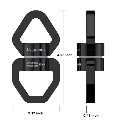 Swivel Hook for Swing, Safety Swing Swivel with 2 Carabiners, Rotational Device Swing Spinner for Web Tree Tire Rope Swing, Aerial Dance, Children’s Swing, Hanging Hammock - style: Black-1 Pack with 2 Carabiners