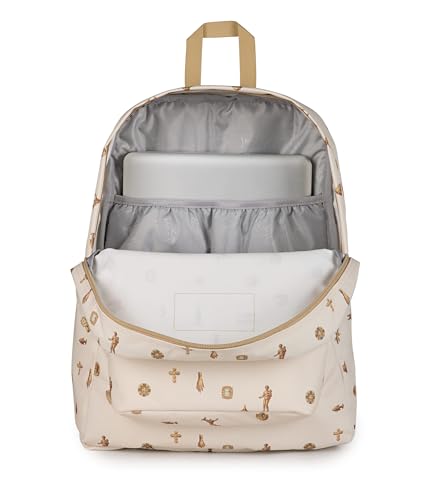 JanSport SuperBreak Plus Backpack with Padded 15-inch Laptop Sleeve and Integrated Bottle Pocket - Spacious and Durable Daypack for Work and Travel, Gilded Relics Moon Flower/Gold - color: Gilded Relics Moon Flower/Gold