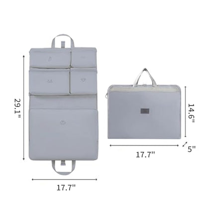7-in-1 Travel Storage Bag, Foldable Hanging Packing Cube with Compartments for Clothes, Gray - color: Gray