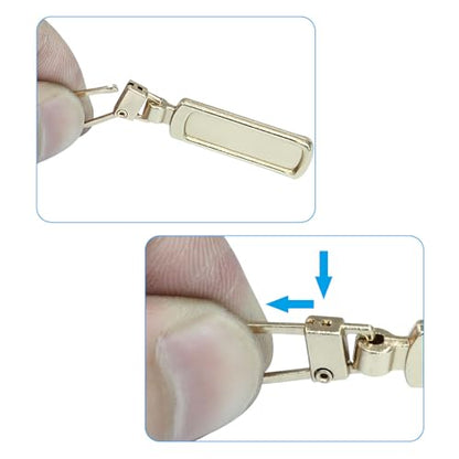Auvotuis 4Pcs Zipper Pull Replacement for Small Holes, Detachable Tiny Zipper Replacement Slider, Spare Zipper Pulls for Luggage/Jackets/Backpacks/Boots/Purses (Gold) - style: Gold