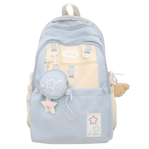 Coquette College Backpack Y2K Kawaii Preppy Large Laptop Bookbag Casual Aesthetic Fashion Travel Daypack for Women (Blue) - color: Blue