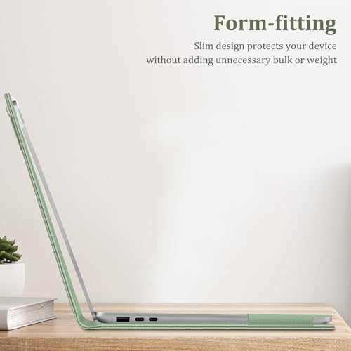 Fintie Sleeve Case for 15 Inch Microsoft Surface Laptop 6/5/4/3 (Model: 1872/1873/1953/1979), Premium PU Leather Protective Folio Book Cover with Large Pocket, Sage - color: Sage
