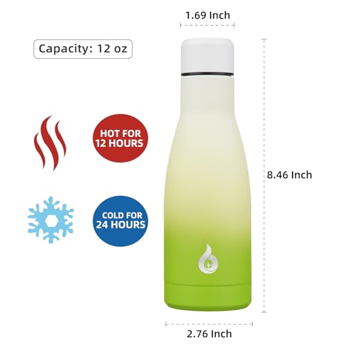 BJPKPK 12 oz Small Water Bottle, Reusable Insulated Stainless Steel Flask - color: Elegant Green, size: 12 Ounces