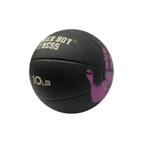 Medicine Ball with Handprint Design, Black, 2 lb to 20 lb, Strength and Core Training - size: 10 LB