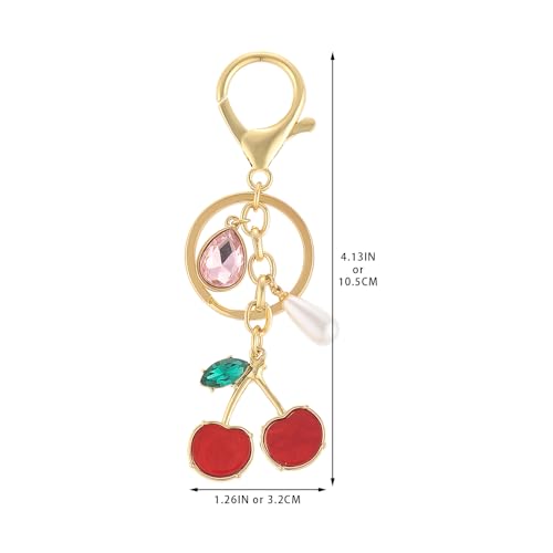 Madison Tyler Western Cowboy Boots Cherry Bow Bubble Tea Strawberry Cute Keychain | Bag Charms for Handbags Purse Charms - color: Cherry