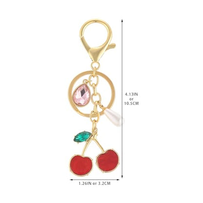 Madison Tyler Western Cowboy Boots Cherry Bow Bubble Tea Strawberry Cute Keychain | Bag Charms for Handbags Purse Charms - color: Cherry