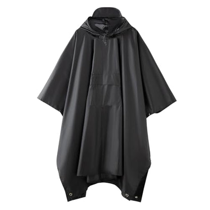 Hooded Waterproof Raincoat, Unisex Outdoor Hiking Camping Mat and Small Tent - color: Black