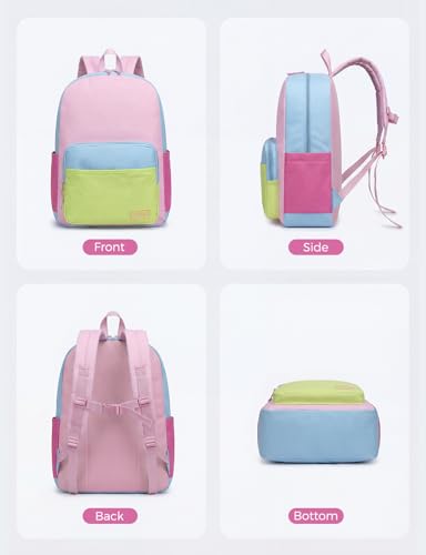VASCHY School Backpacks, Lightweight Bookbag Schoolbag for Girls Casual Basic Simple Daypack Pastel Colorblock - color: Pastel Colorblock