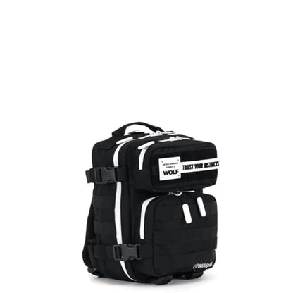 WOLFpak 9L Mini Tactical Backpack for Men & Women | Compact Everyday Carry Bag for Gym, School, Travel | Durable, Water-Resistant Daypack w/Molle System & Patch Panel (Alpha Black White Accents) - color: Alpha Black White Accents