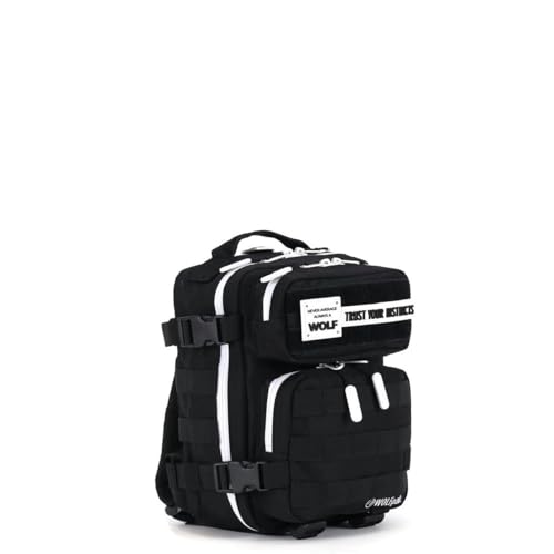 WOLFpak 9L Mini Tactical Backpack for Men & Women | Compact Everyday Carry Bag for Gym, School, Travel | Durable, Water-Resistant Daypack w/Molle System & Patch Panel (Alpha Black White Accents) - color: Alpha Black White Accents