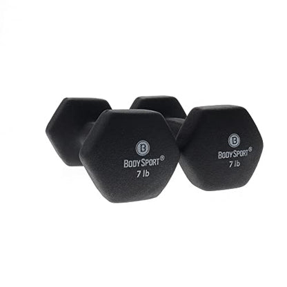 Body Sport Neoprene Dumbbell Weight - Latex-Free, Strength Training Equipment for Home Fitness & Gym Workouts - size: 7 pounds