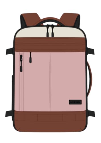 LOVEVOOK 40L Travel Backpack for Women, Airline Approved Carry On Luggage with 3 Cubes Accessories, TSA Personal Item Travel Cruise Essentials, Waterproof Weekender Overnight Bags fits 17" Laptop - color: Off-white Pink Brown, size: 40L 4-Piece Set