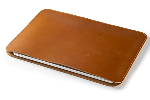 Leather HP Laptop Sleeve, Handmade Slim Case for HP Envy 17" - color: Light Tobacco