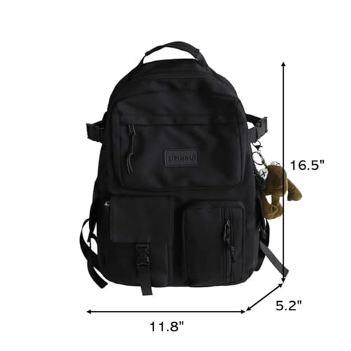 Casual Large Capacity Student Backpacks Cute Backpack for Back To School Traveling Hiking Teens Girls Aesthetic Backpack… (Black) - color: Black