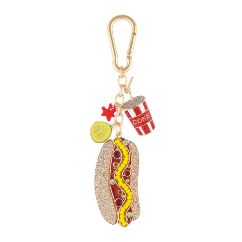 Madison Tyler Western Cowboy Boots Cherry Bow Bubble Tea Strawberry Cute Keychain | Bag Charms for Handbags Purse Charms - color: Hamburger