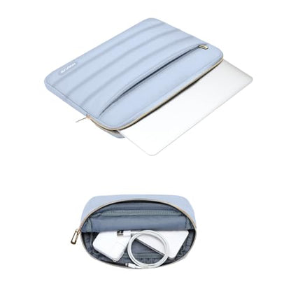 MOSISO Laptop Case 13.3 inch,13-13.3 inch Puffy Laptop Sleeve Compatible with MacBook Neo/Air 13.6 M5 M4 M3 M2 M1/Pro 13/14,HP Dell ASUS Lenovo,Polyester Horizontal Bag with Small Case, Baby Blue - color: Baby Blue, size: 13.3 inch