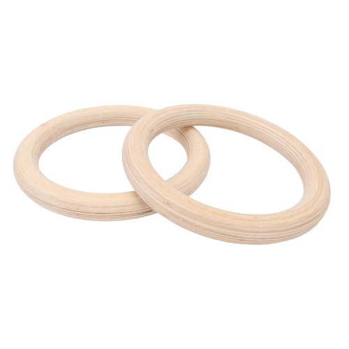 Wooden Gymnastics Rings Set, Birch Pull Up Rings for Strength Training, Bodyweight Fitness Workout Gym Equipment with Adjustable Straps, Outdoor Exercise Rings for Men and Women