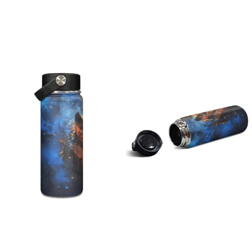 ZOUTAIRONG Flaming Wolf Print Backpack and Small Water Bottle, Large Capacity School Bags Lightweight Bookbag with Side Pockets for Small Thermos - color: Flaming Wolf