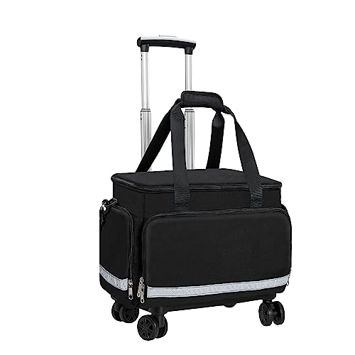 Medical Bag Rolling Roller Bag Trolley Duffel Nurses EMT CNA RN Empty for First Aid Responder Home Health Care Nursing Student Roll Duffle Bag Carry on Wheels Wheeled Work Physicians Doctor - color: Black