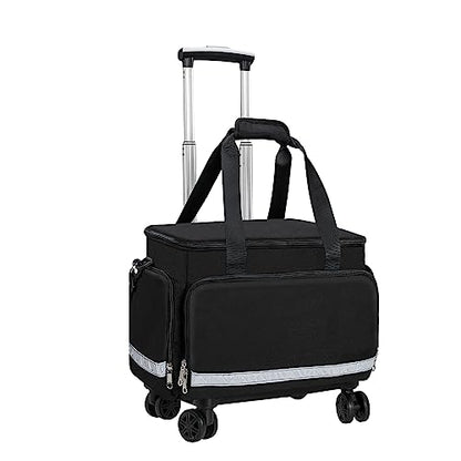 Medical Bag Rolling Roller Bag Trolley Duffel Nurses EMT CNA RN Empty for First Aid Responder Home Health Care Nursing Student Roll Duffle Bag Carry on Wheels Wheeled Work Physicians Doctor - color: Black
