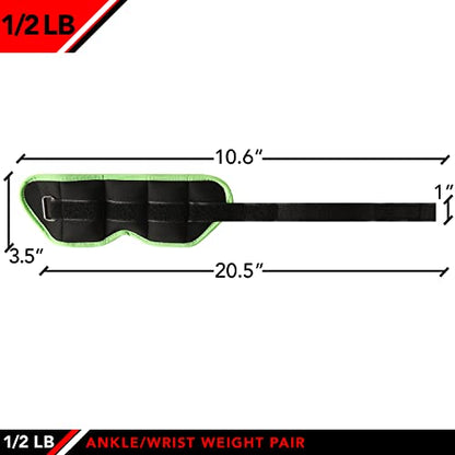 JFIT Ankle Weights - Ankle Weight Pair 10 Weight and Bundle Options - 0.5 to 8 lbs. Each (Set of 2) Adjustable Straps – Comfortable, Breathable, Moisture Absorbent Weight Straps for Men and Women - size: 0.5 lb Pair