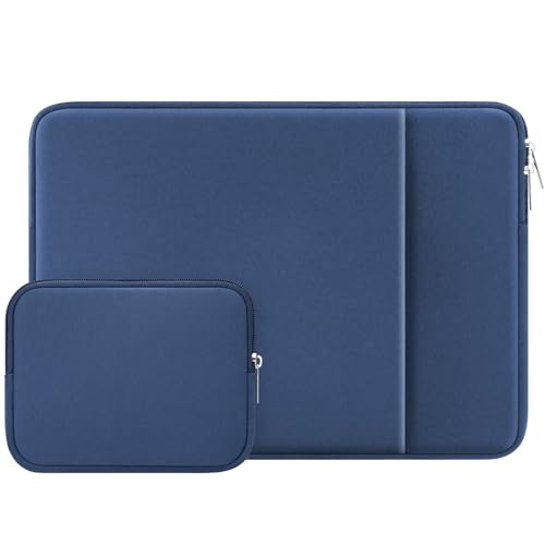 RAINYEAR Laptop Sleeve Case Compatible with 13.3 Inch Notebook Computer Chromebook 14" MacBook Pro/Max M1 M2 M3 M4 M5 Protective Cover Soft Bag with Front Pocket & Accessories Pouch (Navy Blue) - color: Navy Blue, size: 13"-13.3"