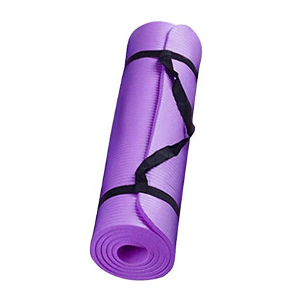 Black Yoga Mat, 1/4" High Density Extra Thick Anti-Tear Non-Slip Pilates Mat with Carrying Strap,Comfortable Pink Fitness Mat for Exercise,Fitness,Home Workout,Stretching,Pilates,Gym - color: Purple