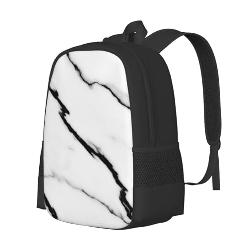 Lightweight Polyester Daypack White Marble Print, Anti Theft Large Capacity Travel Hiking Backpack Unisex Carry On Bag for Outdoor Commute Business Use - color: Design (541)