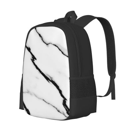 Lightweight Polyester Daypack White Marble Print, Anti Theft Large Capacity Travel Hiking Backpack Unisex Carry On Bag for Outdoor Commute Business Use - color: Design (541)