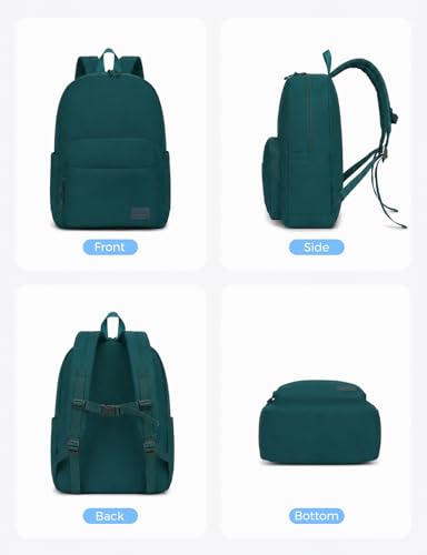 VASCHY School Backpacks, Lightweight Bookbag Schoolbag for Boys Girls Casual Basic Simple Daypack for Men Women Dark Green - color: Dark Green