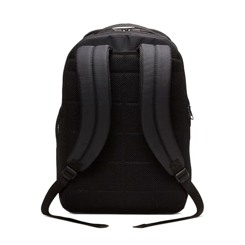 Nike Brasilia Medium Training Backpack for Women and Men with Secure Storage & Water Resistant Coating, Black/Black/White - color: Black/Black/White