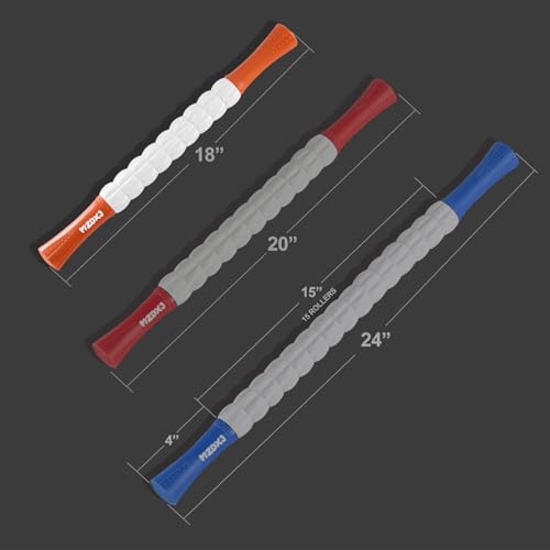 Muscle Roller Massage Roller Stick- Deep Tissue Fascia Blaster for Myofascial Pain Relief, Lymphatic Drainage & Body Sculpting, Handheld Physical Therapy & Recovery Tool(Orange White -18 inch) - color: Orange White