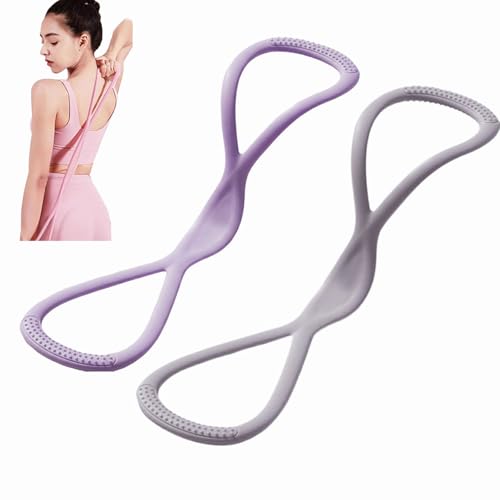Resistance Bands with Handles,Figure 8 Resistance Band Elastic Fitness Bands Exercise Band for Home Yoga Gym Workout - color: Purple-15LB+Grey-25LB
