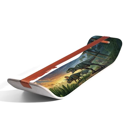 GIBBON SlackBoard - GiBoard Balance Board - Gift for Kids & Adults - 1 & 2 Line Options - Slackline Balance Trainer for Core Workouts, Standing Desk Exercise, Home Gym, Yoga & More - color: Dinosaur - 1 Line