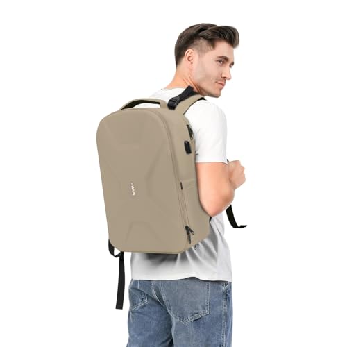 MOSISO 15.6-16 inch 35L Laptop Backpack with USB Charging Port for Women Men, Waterproof Hardshell Travel Business Computer Bag, Anti-Theft Daypack with Luggage Strap, Camel - color: Camel