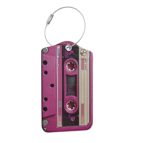 Retro Cassette Tape Luggage Tag, Suitcase Tags with Privacy Flap and Metal Loop, Luggage Tags for Suitcases, Identifiers Travel Essentials Bag Tag, Cassette Tape Gifts for Women Men Mom Friends - color: Multicolored 1678