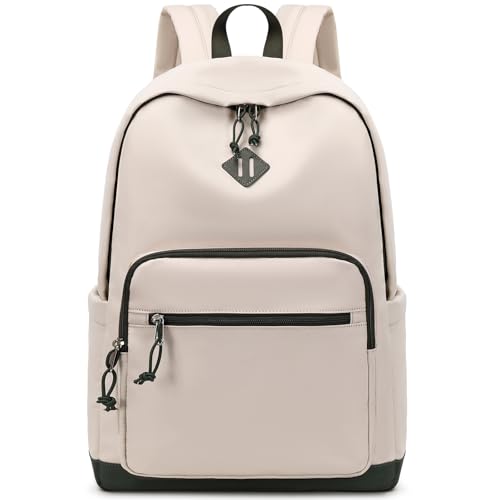 Lohol Classic Backpack for Girls Boys Teens, Lightweight Bookbag for School Travel College (Beige/Green) - color: Beige/Green