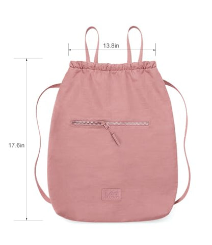 Montana West Lee Drawstring Backpack Bag Lightweight Small Gym Swim Beach Bag Water Resistant Sports Sackpack for Men Women,LEE48-002PK - color: Pink