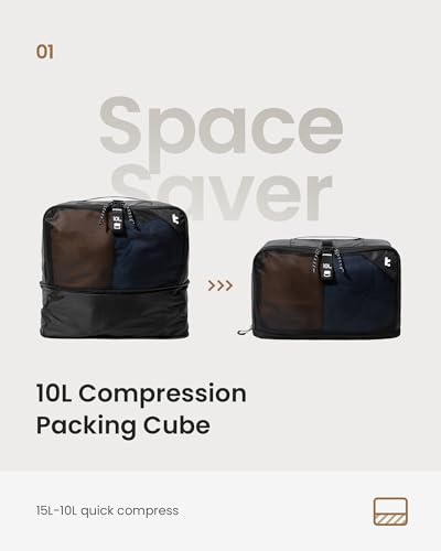 tomtoc 3 Set Packing Cubes for Travel Essentials, Odor-Resistant Compression Expandable Packing Cubes, Lightweight Travel Bag Pouch, Luggage Organizers Accessories for Backpack & Suitcase - size: Packing Cubes 3 Pack