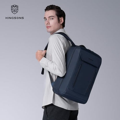 Kingsons 15.6 Inch Laptop Compartment Backpack for Men,Waterproof Slim Durable Business Backpack for Work，Travel (KS25054-Dark Blue-US-1) - color: Ks25054-dark Blue-us-1