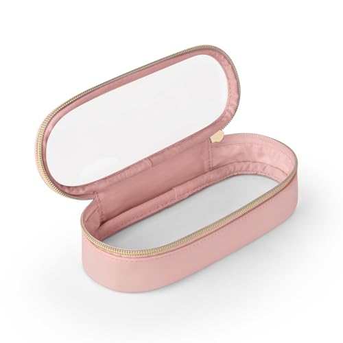 Soimeat Clear Travel Makeup Brush Holder, Leather Makeup Brush Toiletry Bag, Portable Cosmetic Brush Case, Transparent Waterproof Makeup Brush Storage Bag, Pink - color: Pink, size: Small