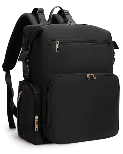 CEI-CEI Neoprene Diaper Bag Backpack with Changing Pad, Large Newborn Baby Maternity Bags Travel Tote with Insulated Pockets (Black) - color: Black