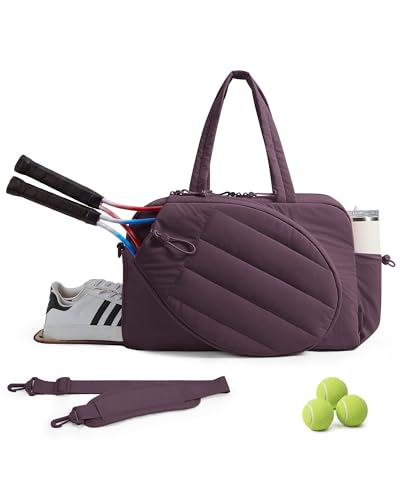 BAGSMART Tennis Gym Bag for Women, Tennis Backpack Holds 2 Rackets with Shoe Compartment, 15.6" Laptop Gym Backpacks for Court, Off-work, Everyday & Overnight Weekend - color: K-Dark Cherry, size: Tennis Gym Bag