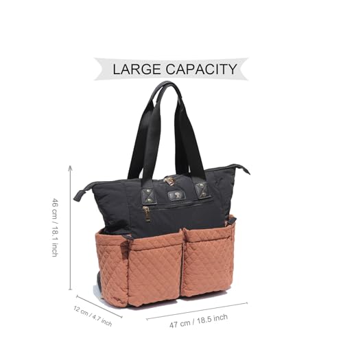 ESVAN Diaper Tote Bag Totepack Backpack 2 in 1 for Women Multifunctional Large Capacity with Insulated Pockets Travel | Multifunctional - color: Black Brown